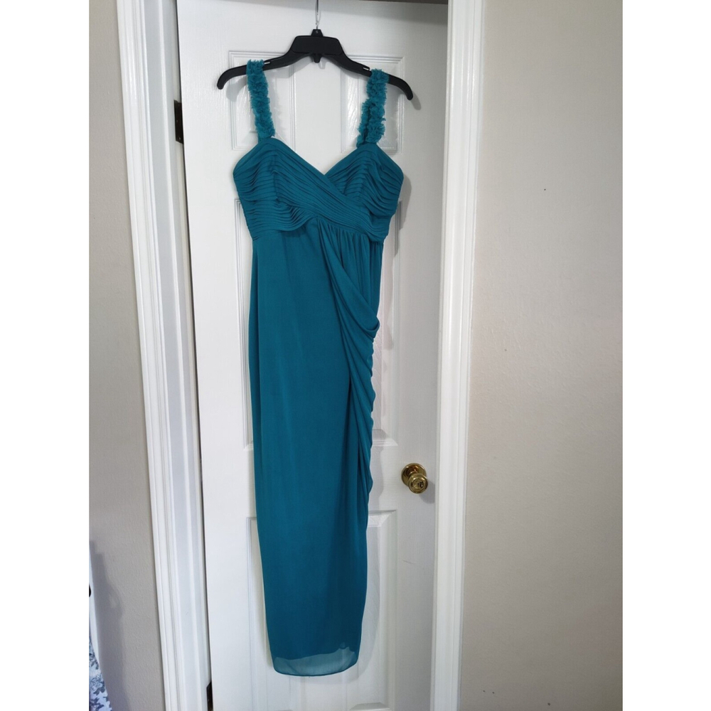 Alex Evenings Size 8 Formal Dress Sleeveless Teal Long Gown Retail $219